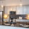 Apartment kitchen with gray cabinets