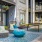Outdoor gaming area with seating