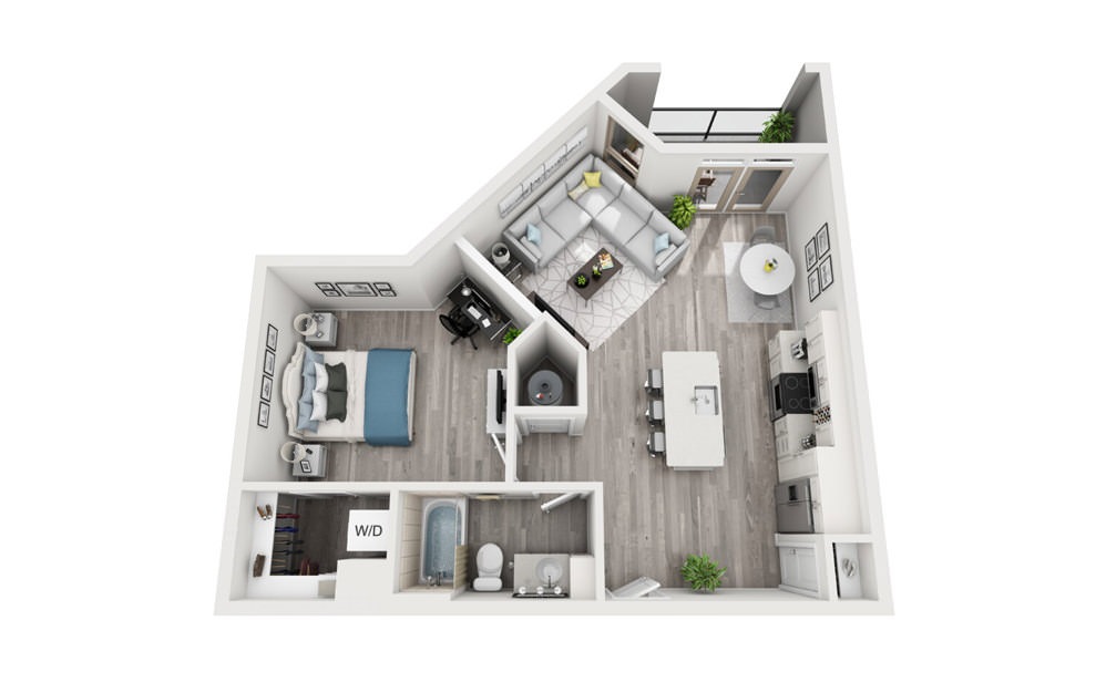 A5 - 1 bedroom floorplan layout with 1 bath and 767 square feet.