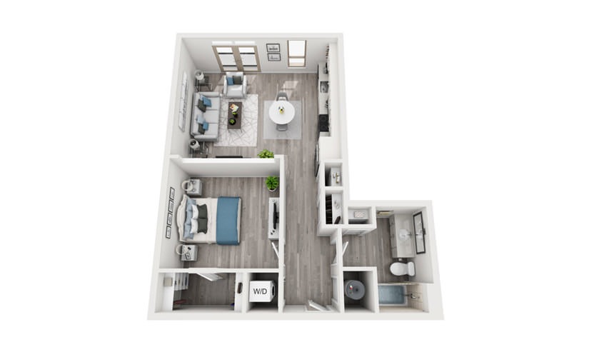 A6 - 1 bedroom floorplan layout with 1 bathroom and 775 square feet