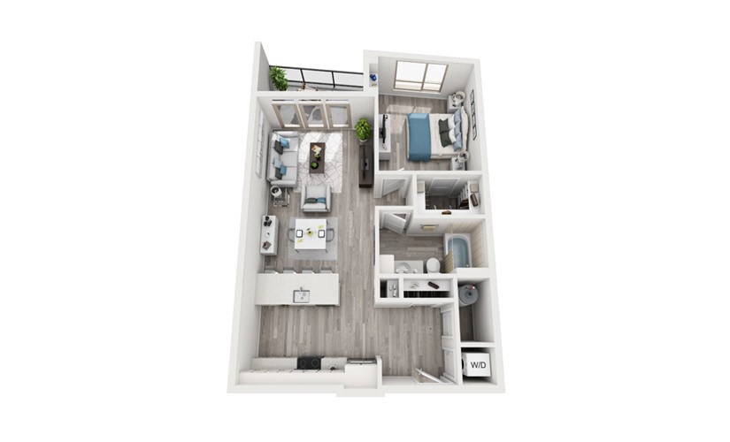 A7 - 1 bedroom floorplan layout with 1 bathroom and 824 - 949 square feet
