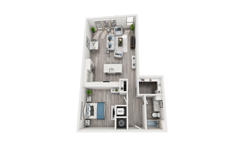 A8 - 1 bedroom floorplan layout with 1 bathroom and 968 square feet