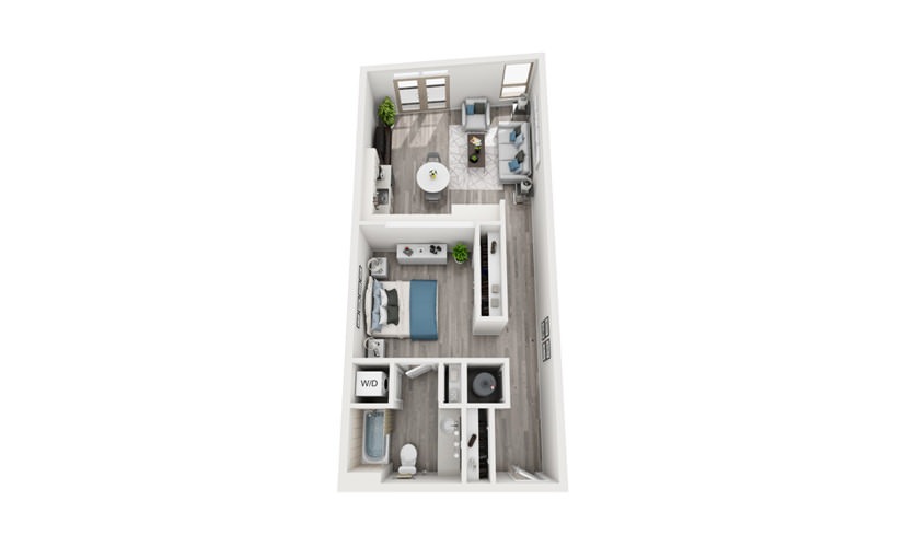 S4 - Studio floorplan layout with 1 bathroom and 717 square feet