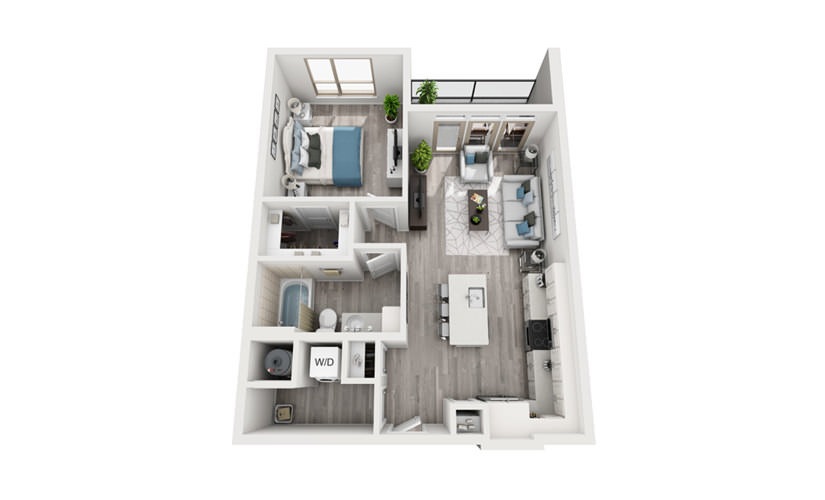 A2 - 1 bedroom floorplan layout with 1 bathroom and 715 - 839 square feet